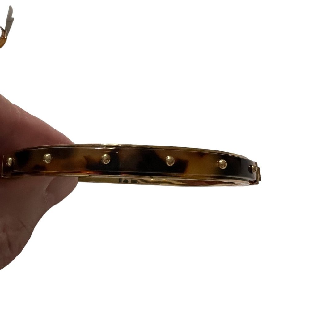 NWT Ralph Lauren Tortoise Gold Studded Bangle Clamper Bracelet Huggie Earrings - Picture 10 of 14